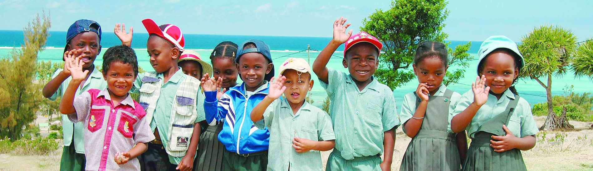 Kids on way to school rodrigues island